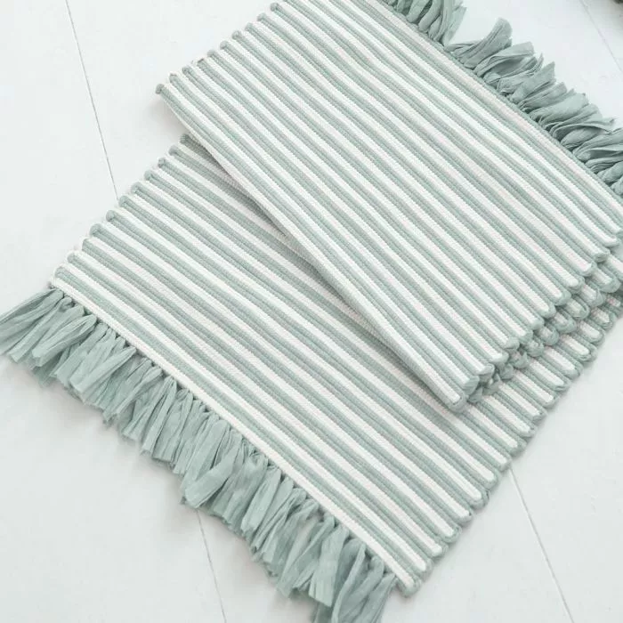 Eau De Nil Stripey Bath Mat 