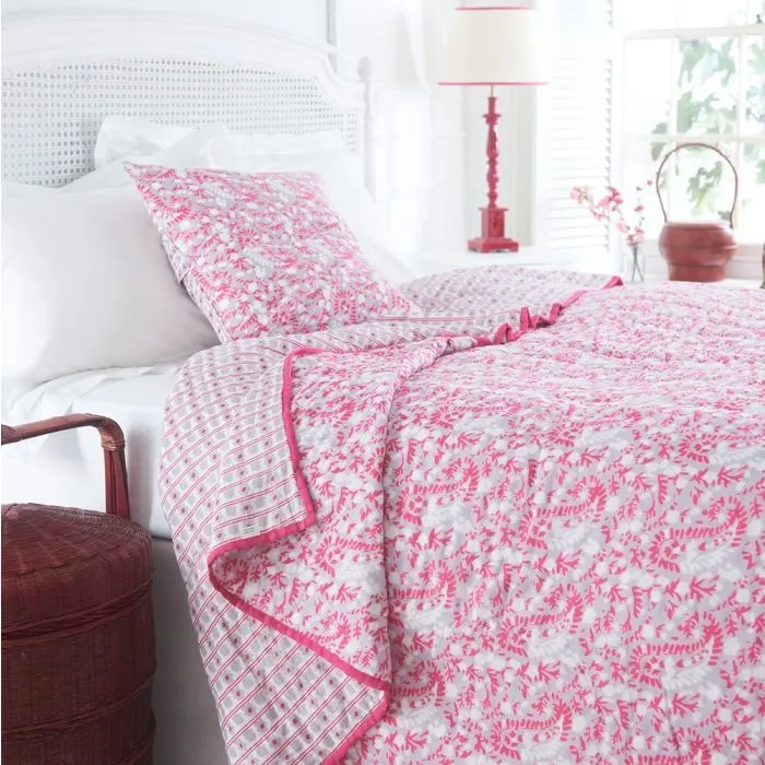 Cotton Voile Quilt And Cushion Pink Paisley 