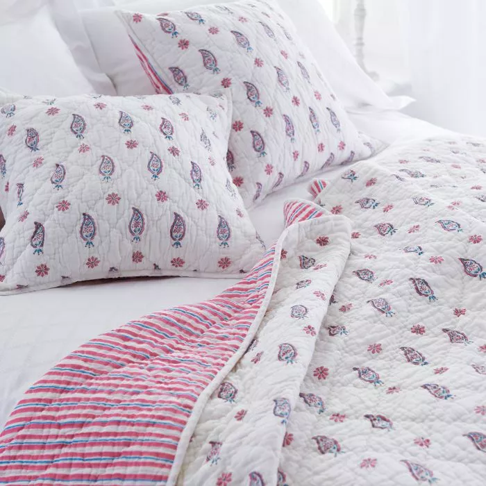 Manon Indian Hand Blocked Cotton Quilt &amp; Cushion