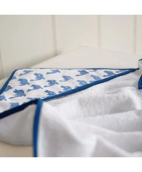 Blue dolphin hooded towel