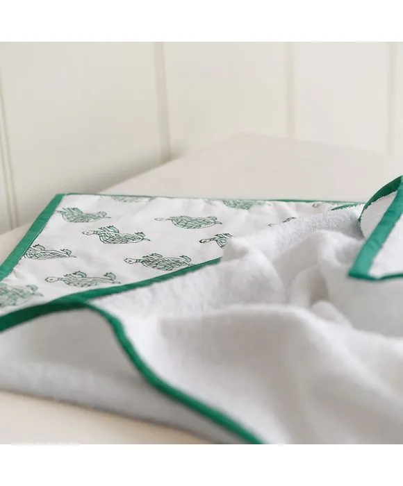 Green turtle hooded towel
