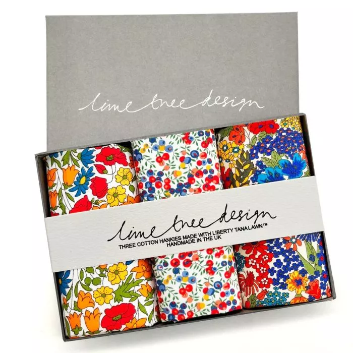 Poppy Field Set of 3 Liberty Print Cotton Handkerchiefs