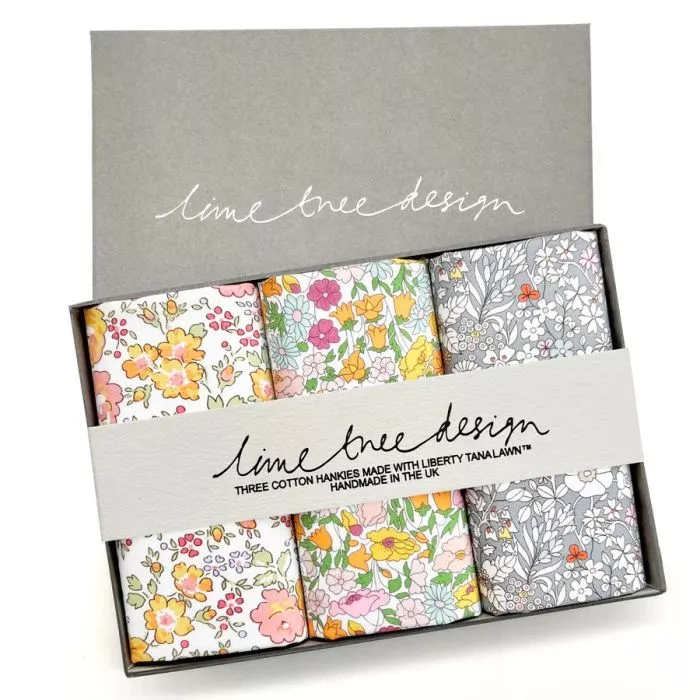 Saffron Set of 3 Liberty Print Cotton Handkerchiefs